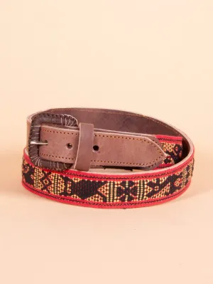 Men's Oaxacan Embroidered Leather Belt