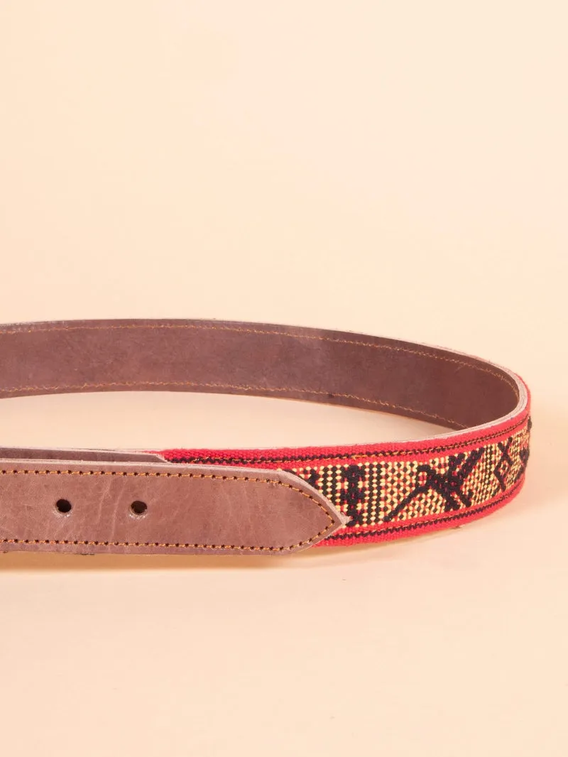 Men's Oaxacan Embroidered Leather Belt