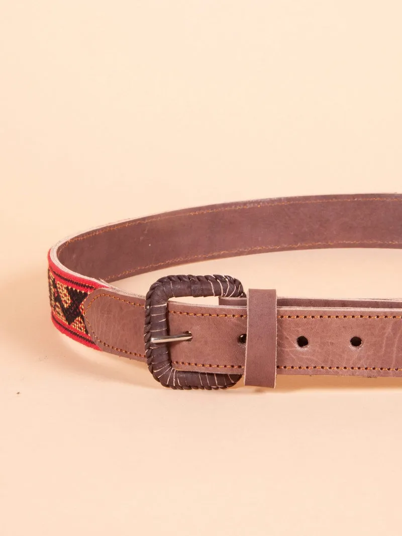 Men's Oaxacan Embroidered Leather Belt