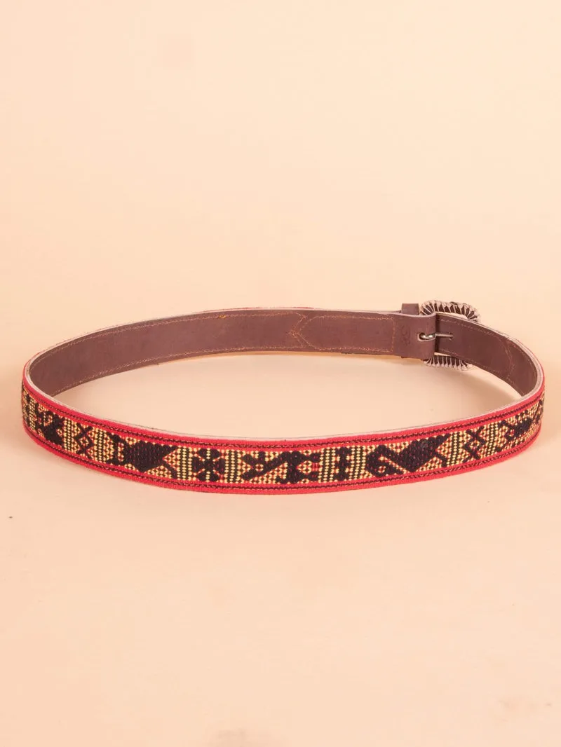 Men's Oaxacan Embroidered Leather Belt