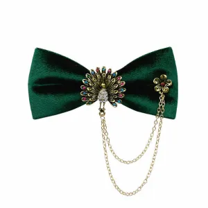 Men's Peacock Chain Decoration Velvet Bow Tie