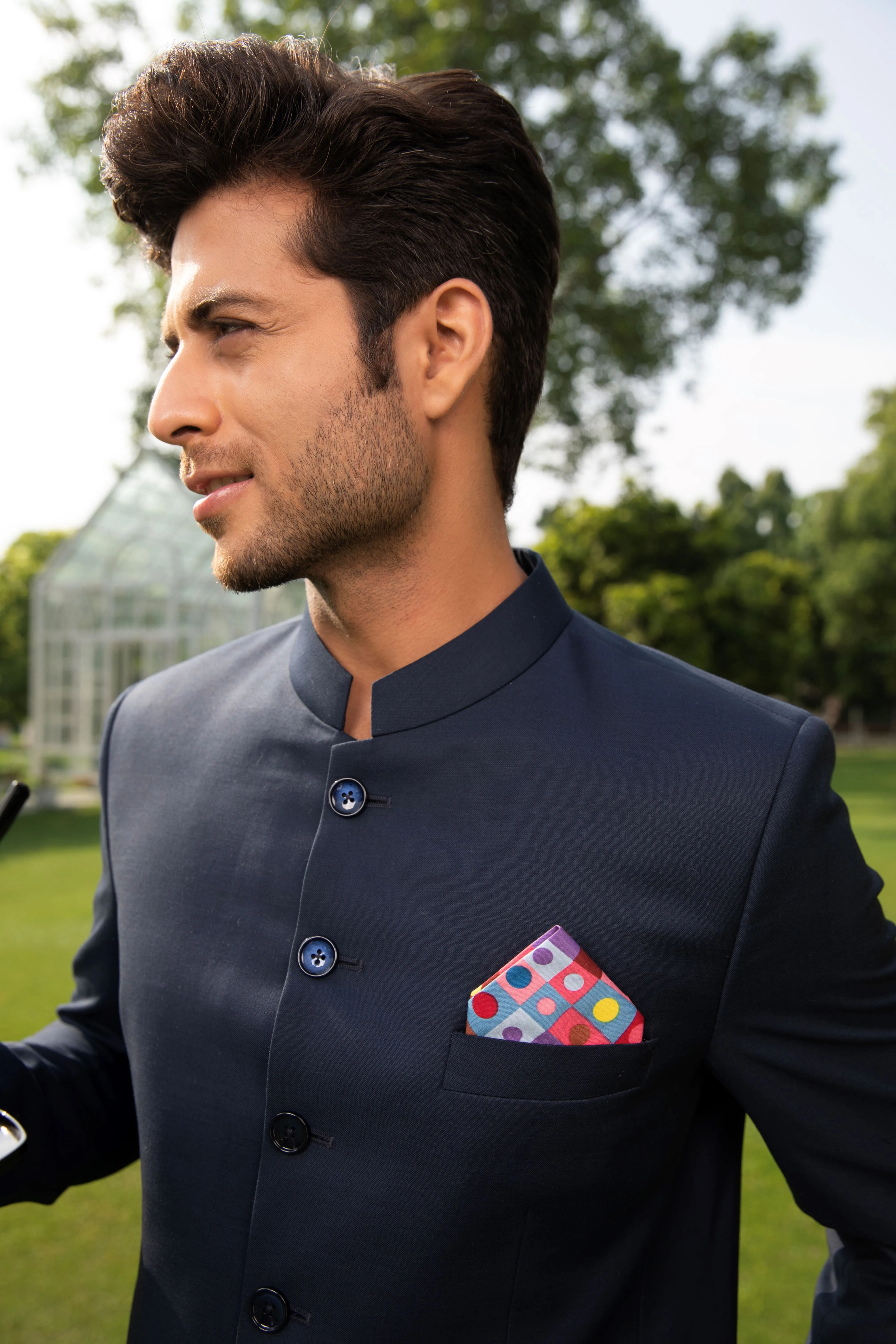 Men's Polka-Dot Pocket Square | Colorful Multi-Dot Cotton Handkerchief