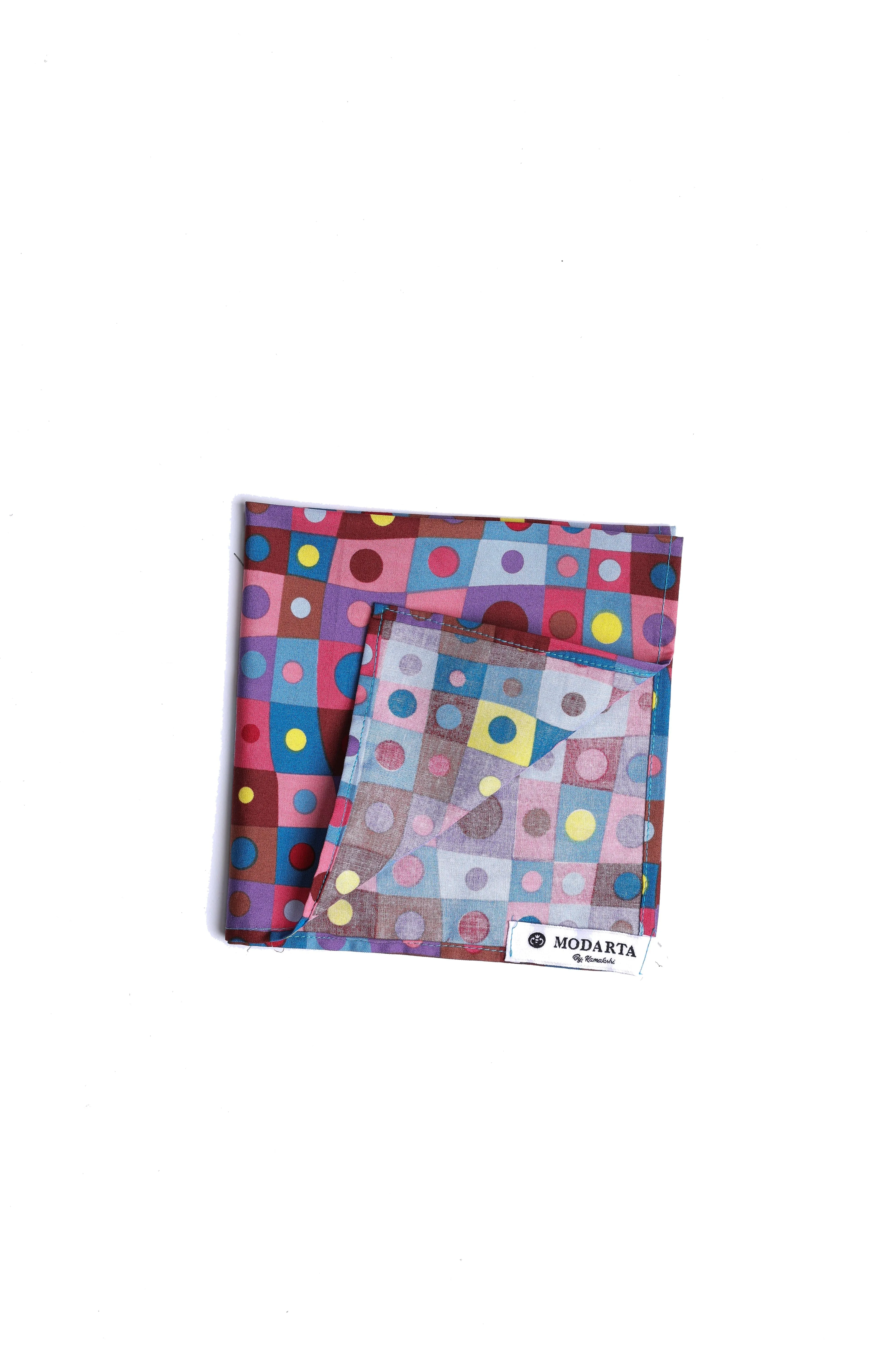 Men's Polka-Dot Pocket Square | Colorful Multi-Dot Cotton Handkerchief