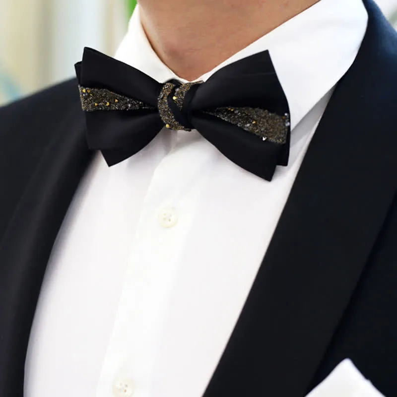 Men's Sparkling Glitter Bow Tie Pocket Square