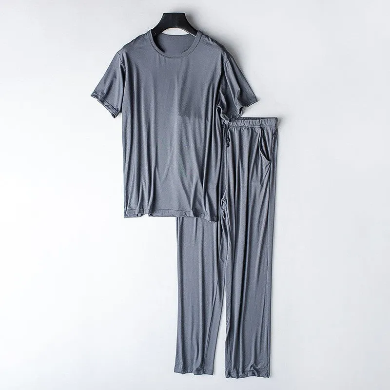 Men's Thin and Loose Short-sleeved T-shirt and Trousers Loungewear Set