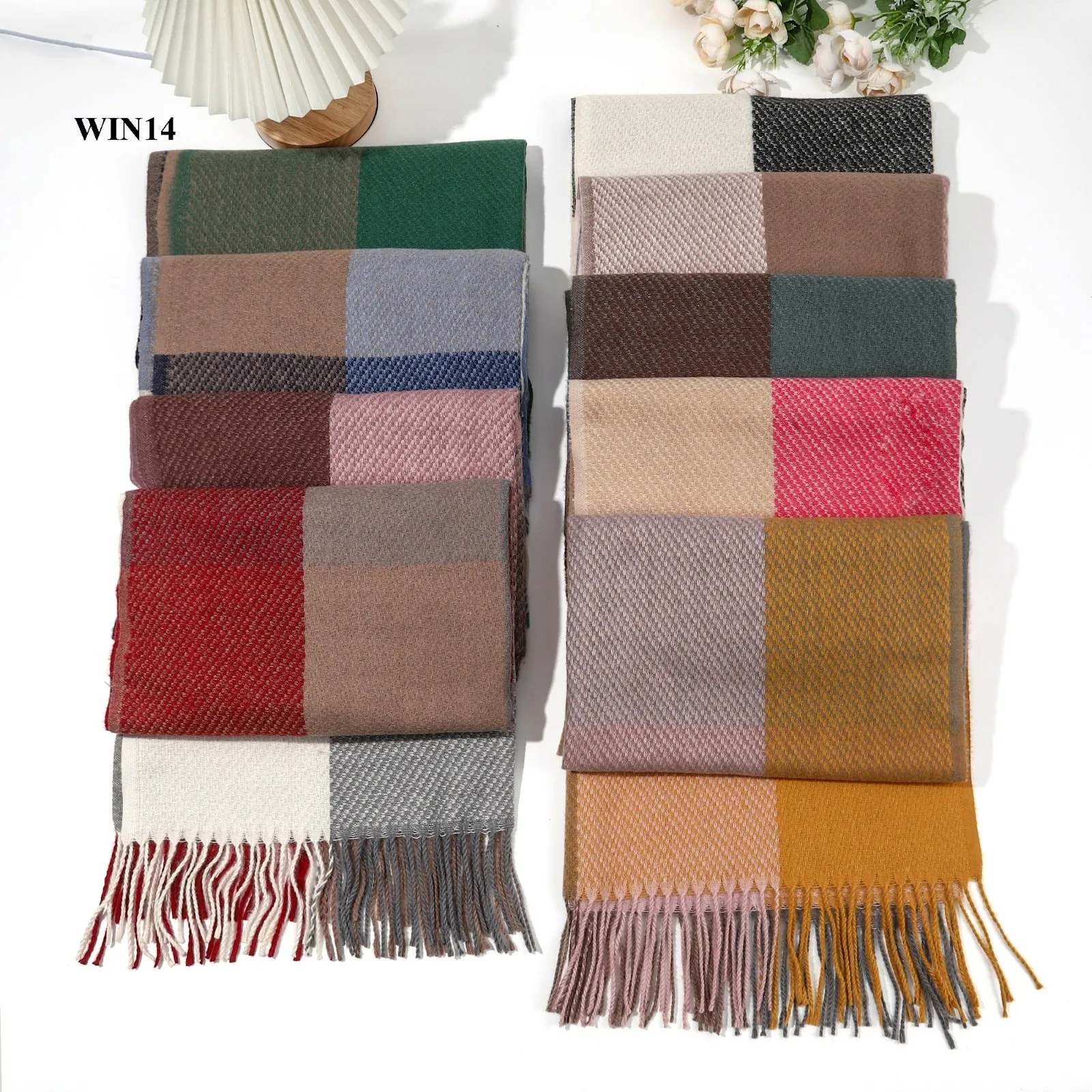 New Women Winter Check Design Cotton/Viscose Warm Scarf