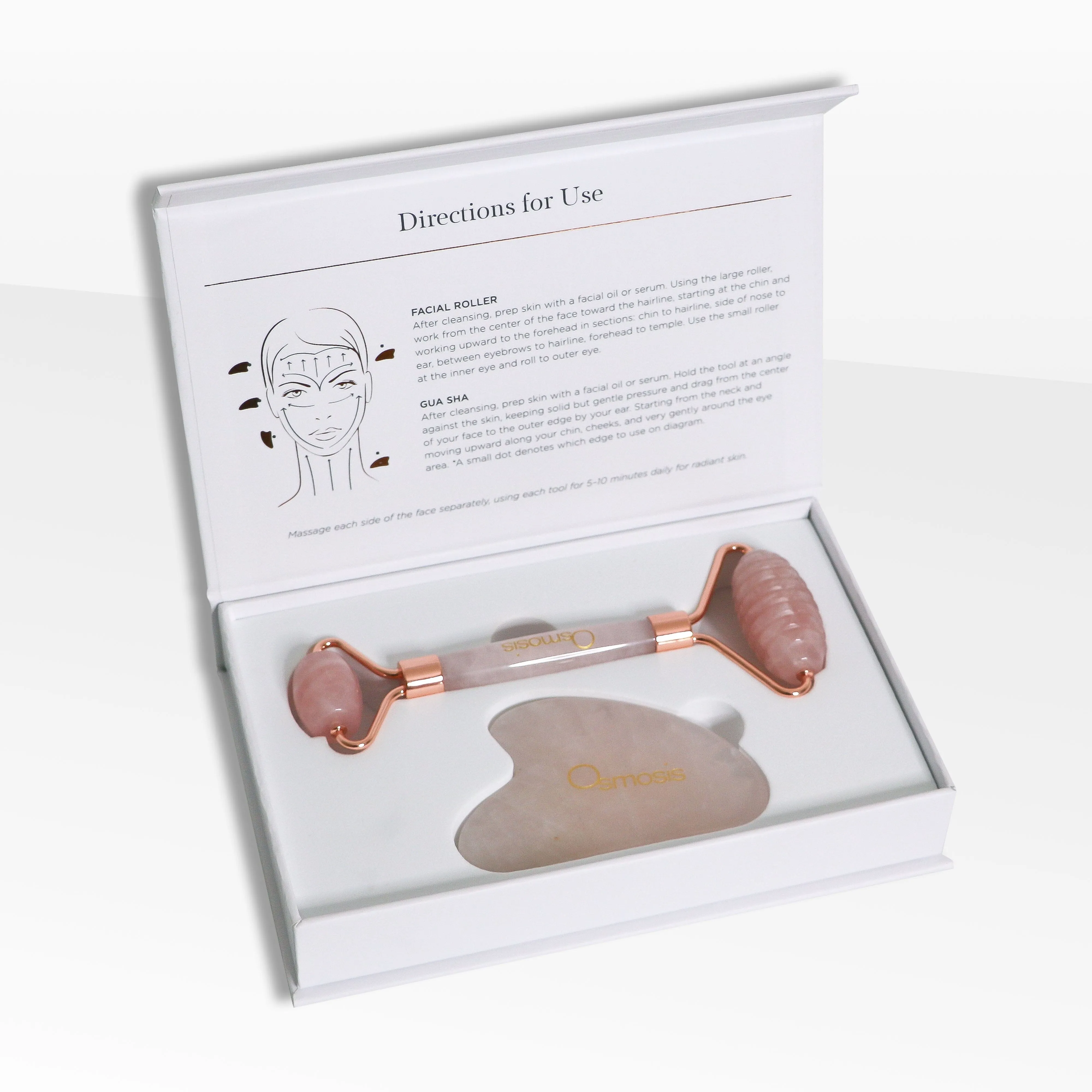 Osmosis  Rose Quartz Facial Roller & Gua Sha Set