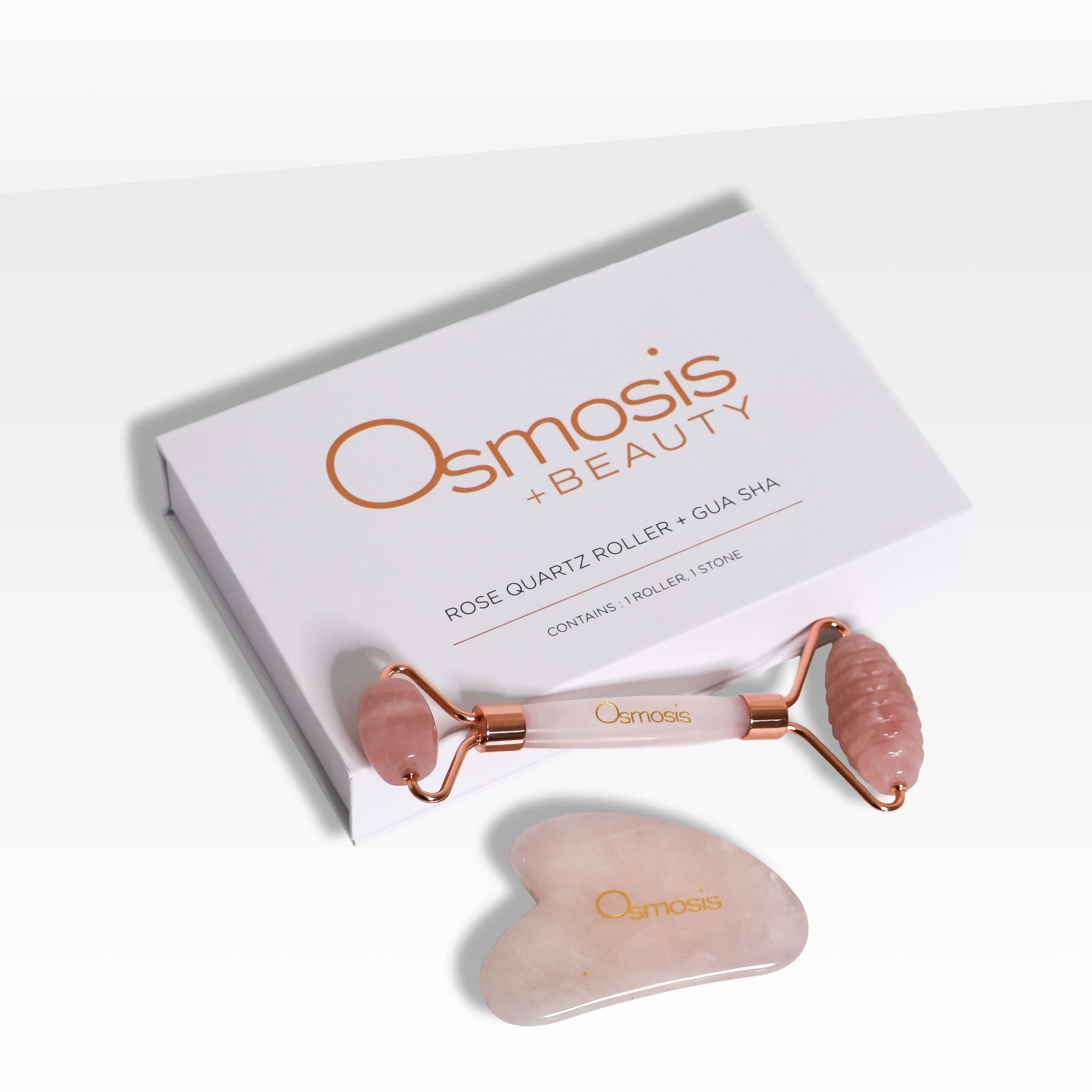 Osmosis  Rose Quartz Facial Roller & Gua Sha Set