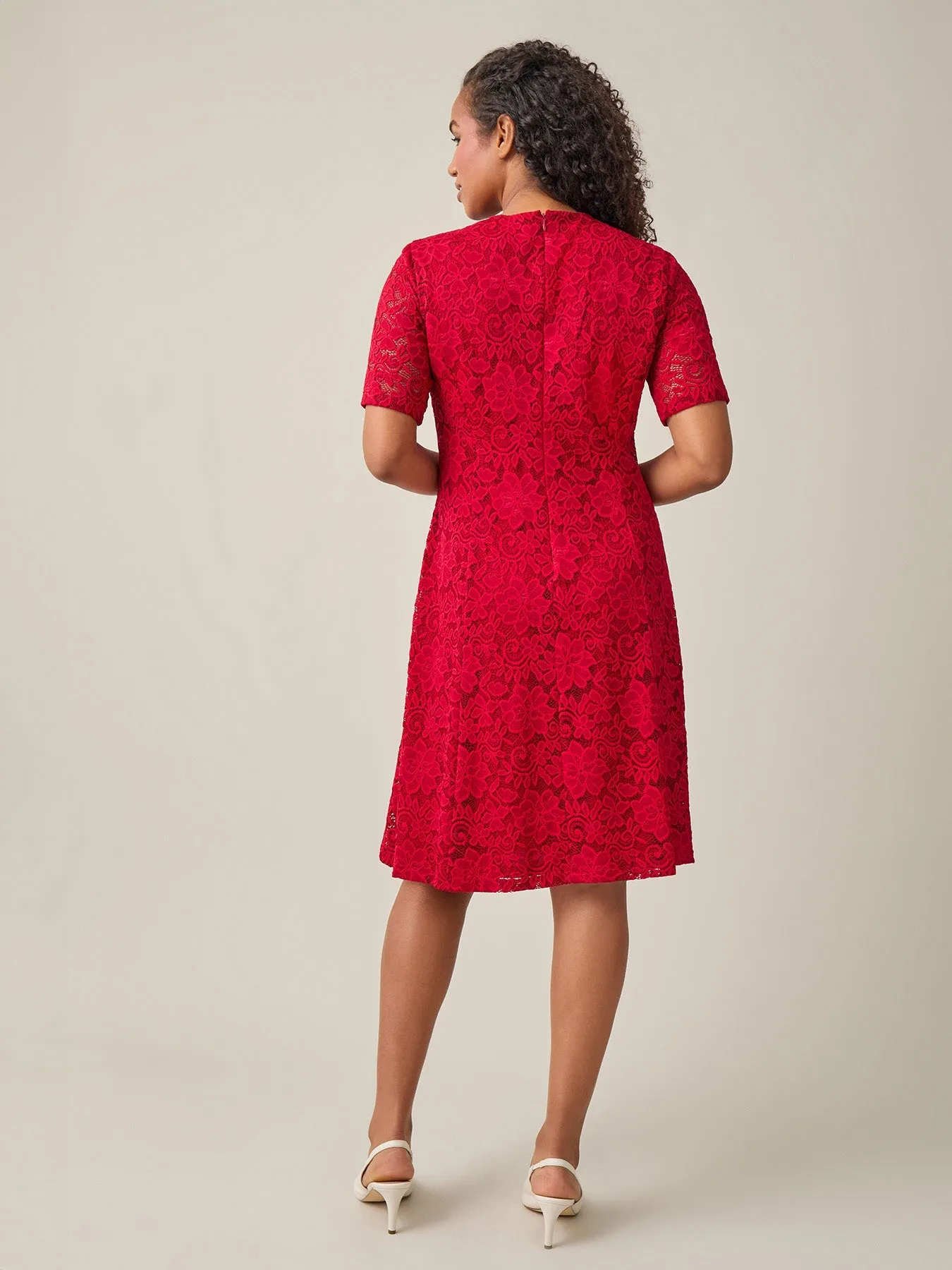 Plus Fit-and-Flare Dress, Crimson