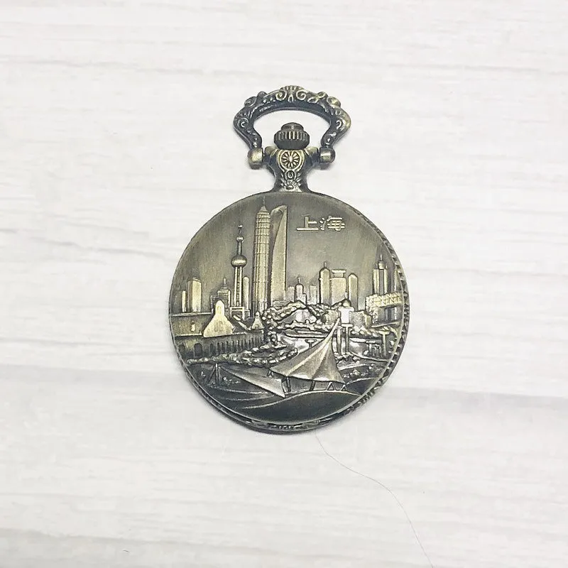 Pocket Watch Vintage Iron Chain Carved Large Travel Commemorative Watch Customized Pocket Watch