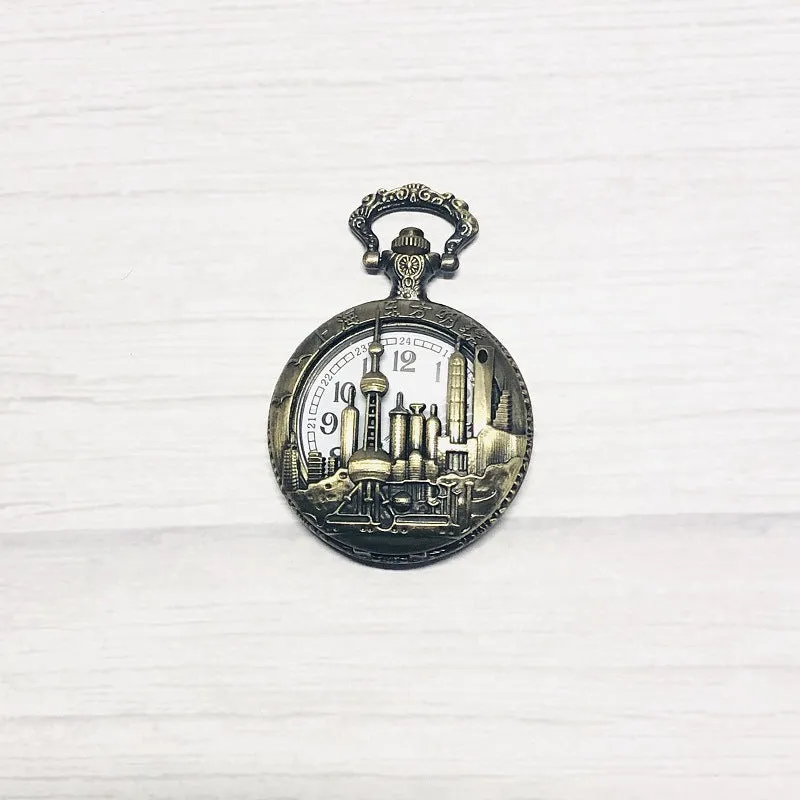 Pocket Watch Vintage Iron Chain Carved Large Travel Commemorative Watch Customized Pocket Watch