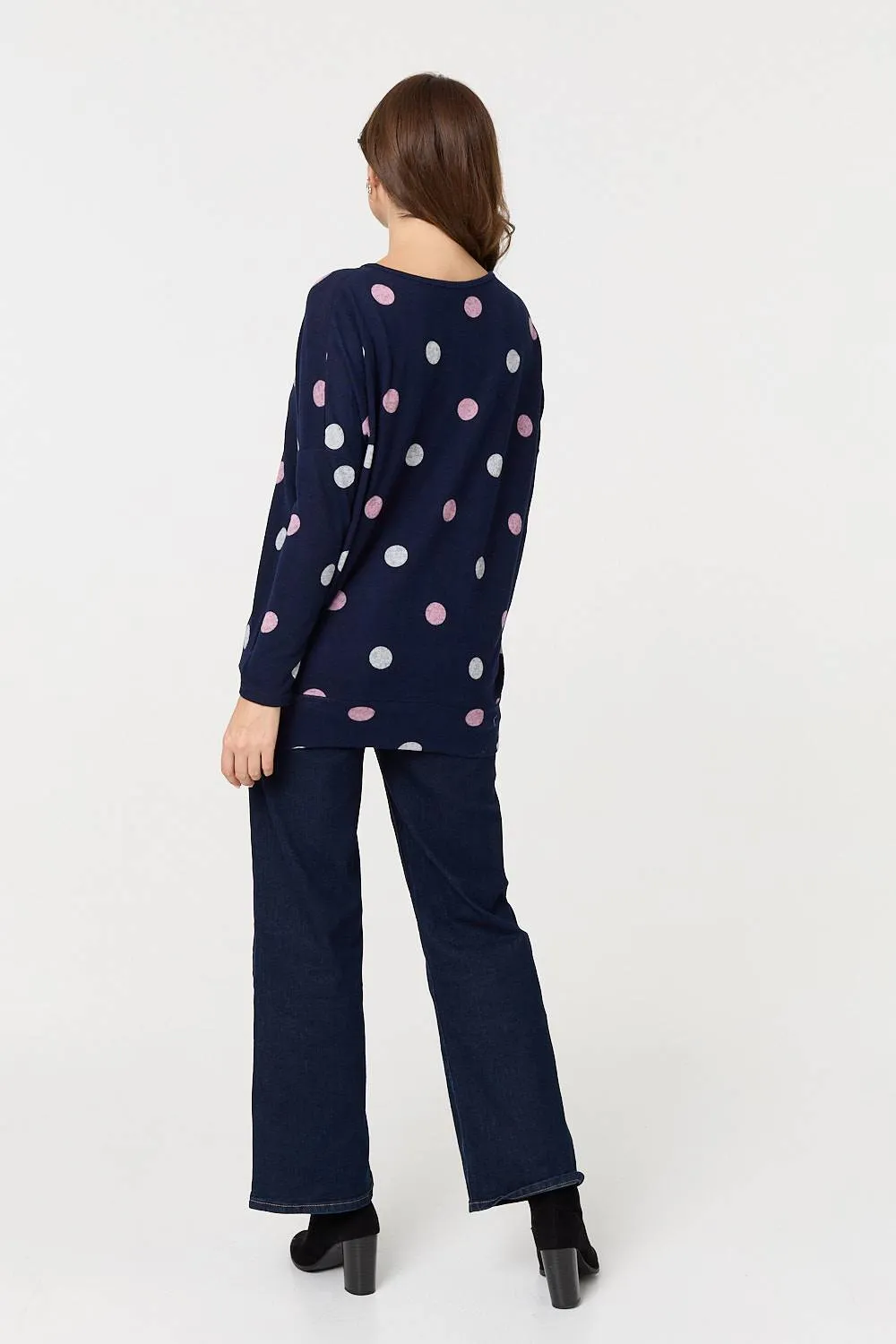 Polka Dot Print Relaxed Sweatshirt