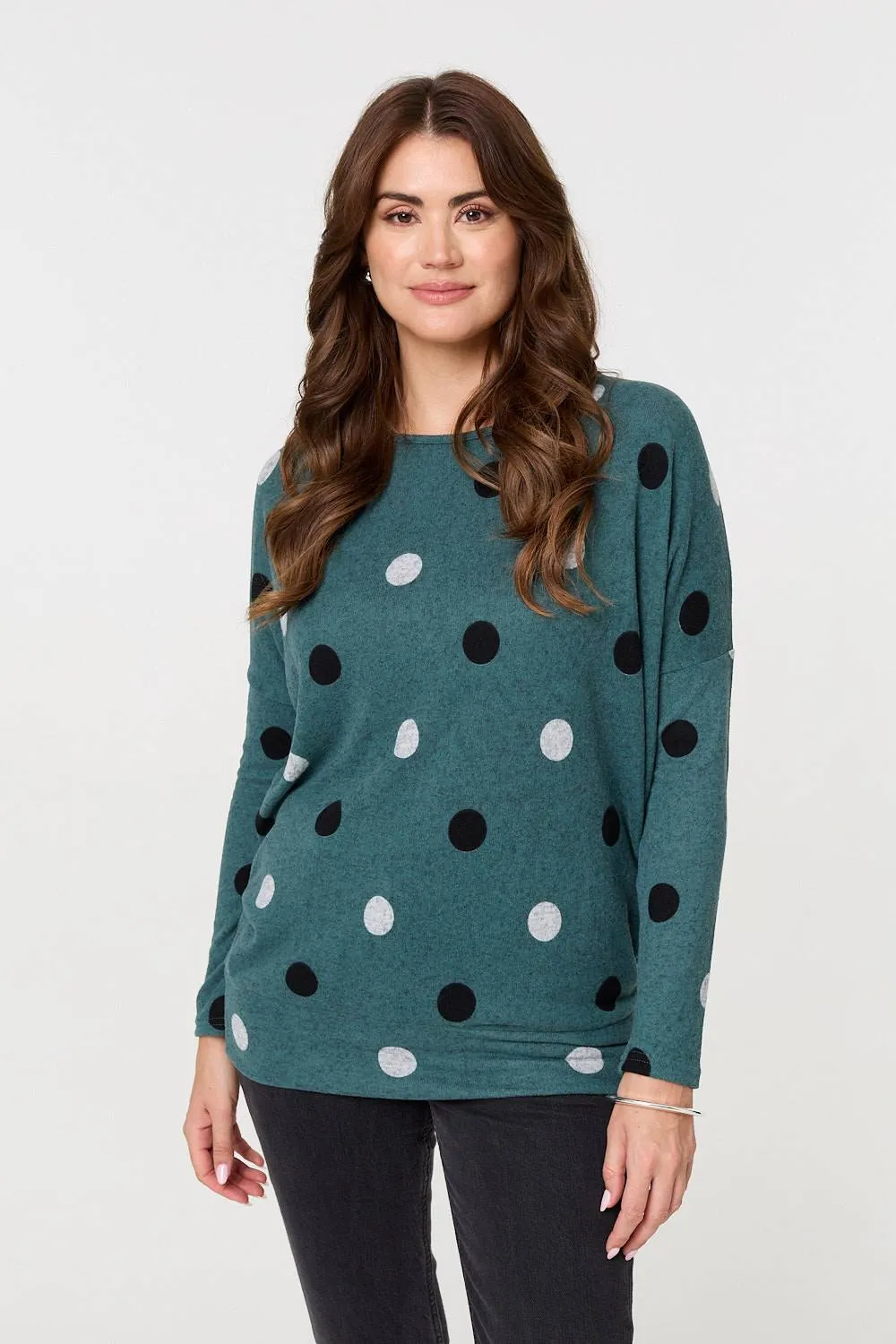 Polka Dot Print Relaxed Sweatshirt