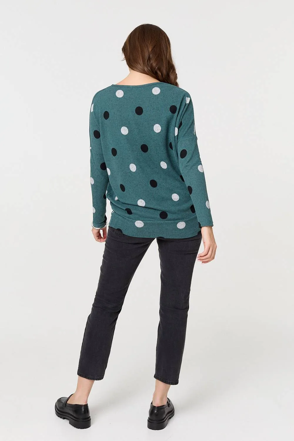 Polka Dot Print Relaxed Sweatshirt