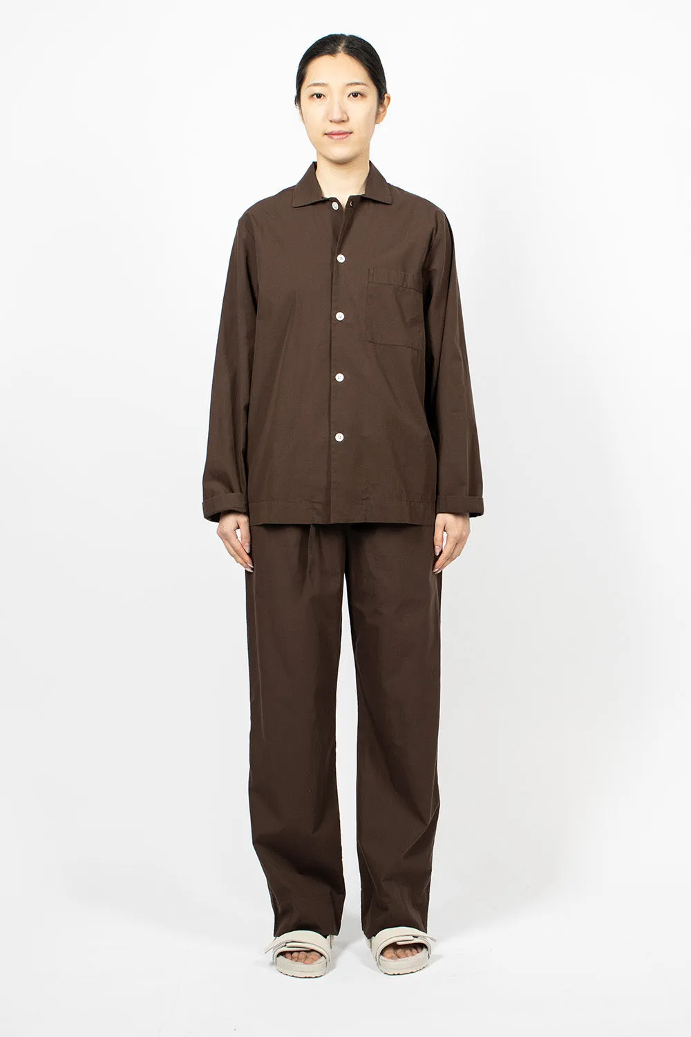 Poplin Pyjama Shirt Coffee