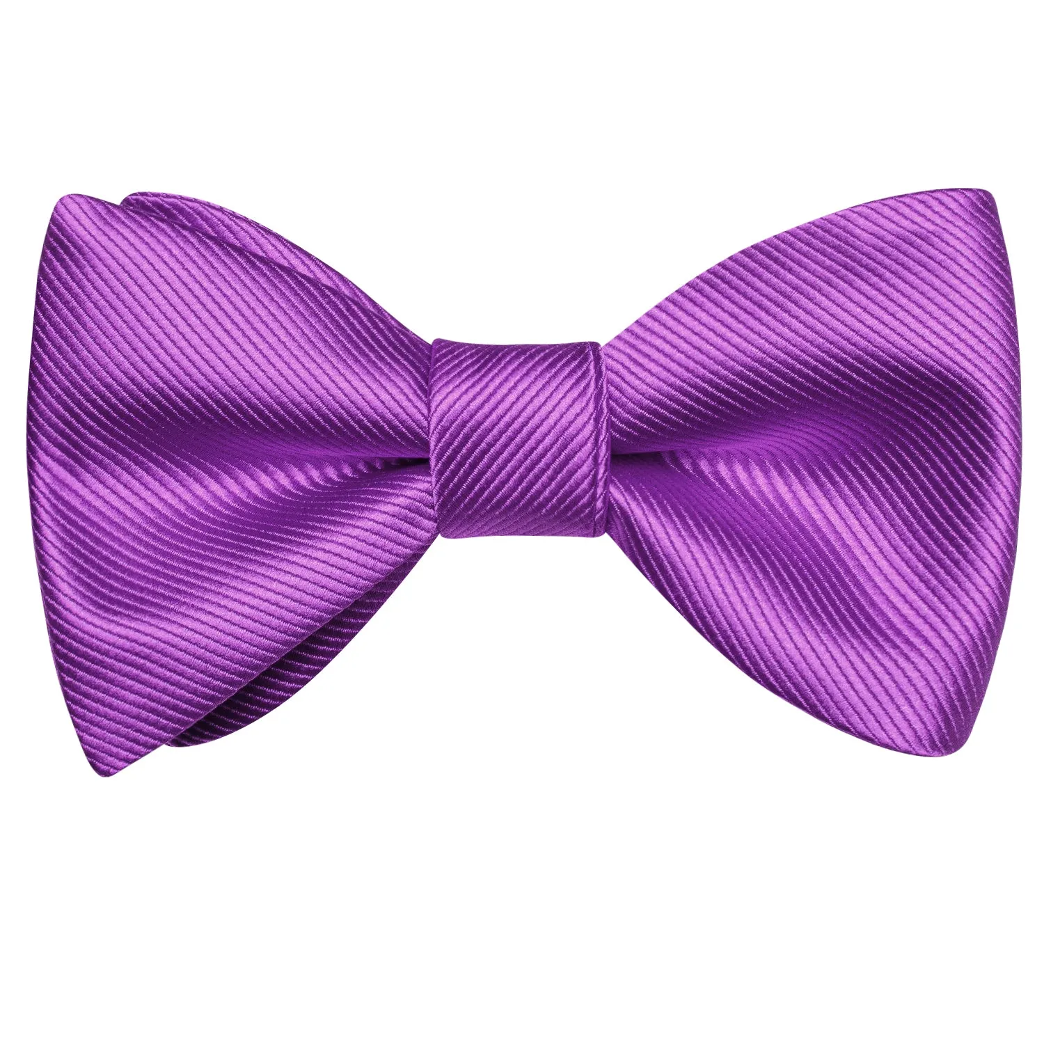 Purple Striped Silk Self-tied Bow Tie Pocket Square Cufflinks Set