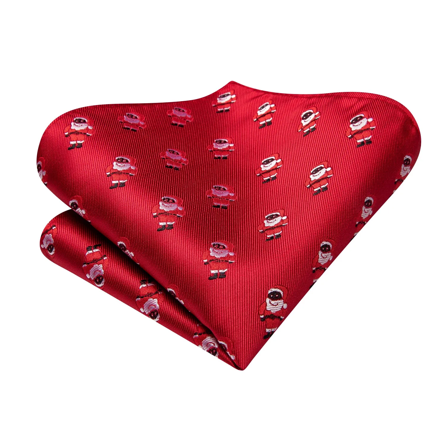 Red Christmas Santa Self-tied Bow Tie Hanky Cufflinks Set