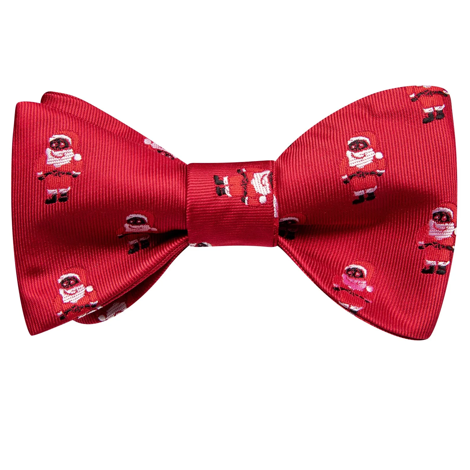 Red Christmas Santa Self-tied Bow Tie Hanky Cufflinks Set