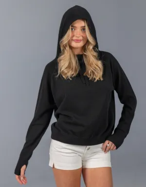 Relaxed Cashmere Hoodie in Black