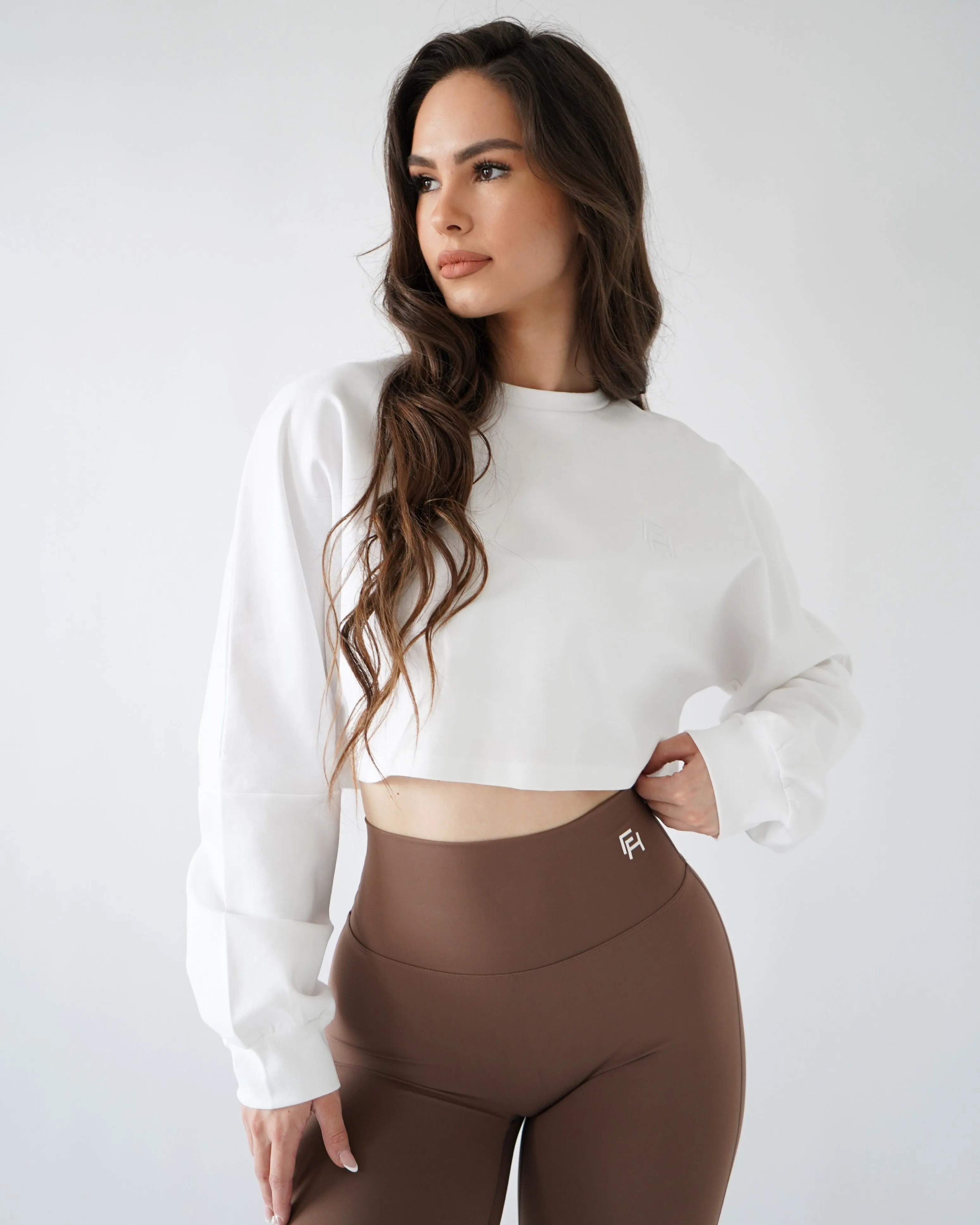 Relaxed Crop Long Sleeve - White