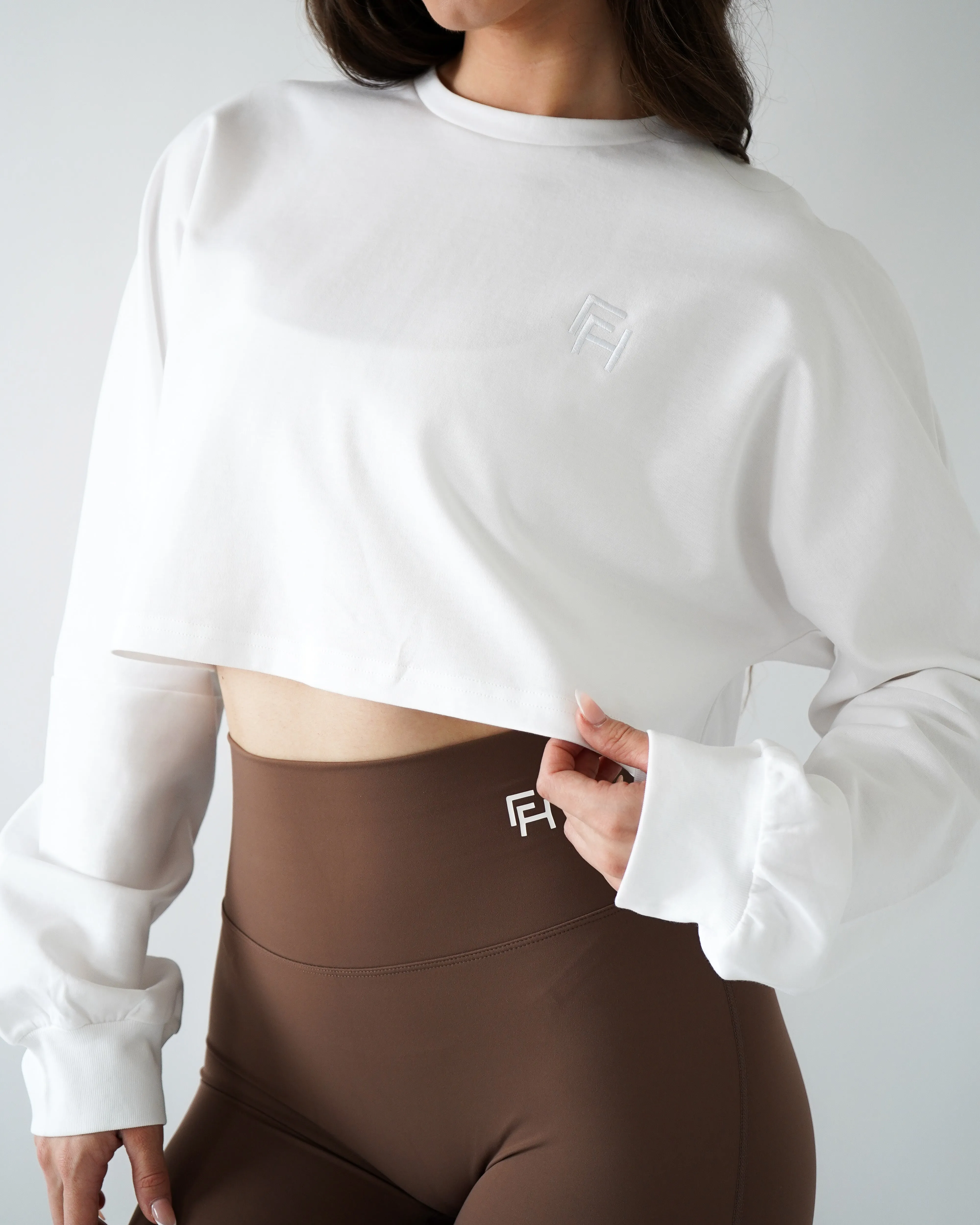 Relaxed Crop Long Sleeve - White