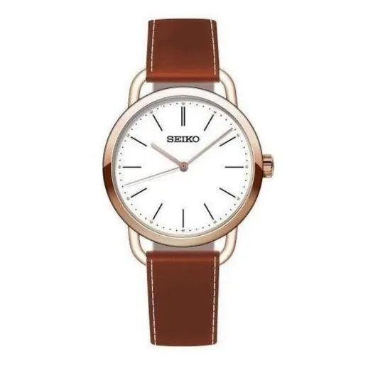 Seiko Classic Brown White Ladies Watch SUR238P1