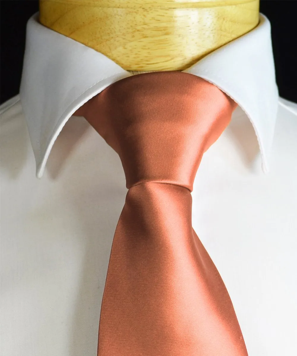 Solid Salmon Necktie and Pocket Square