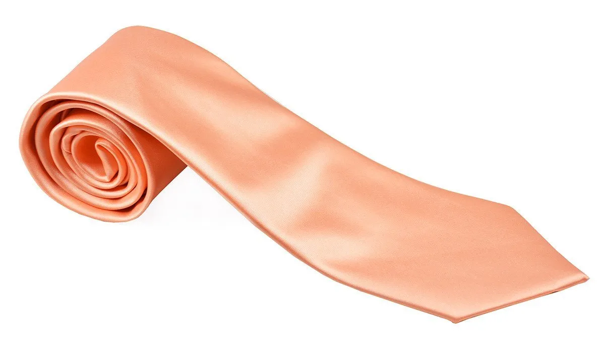 Solid Salmon Necktie and Pocket Square