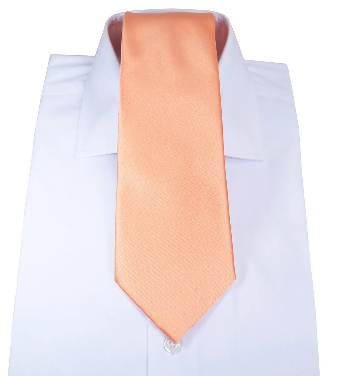 Solid Salmon Necktie and Pocket Square