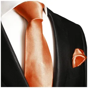 Solid Salmon Necktie and Pocket Square