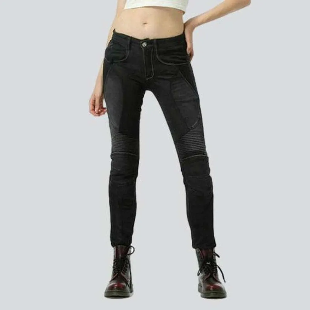 Summer breathable women's biker jeans