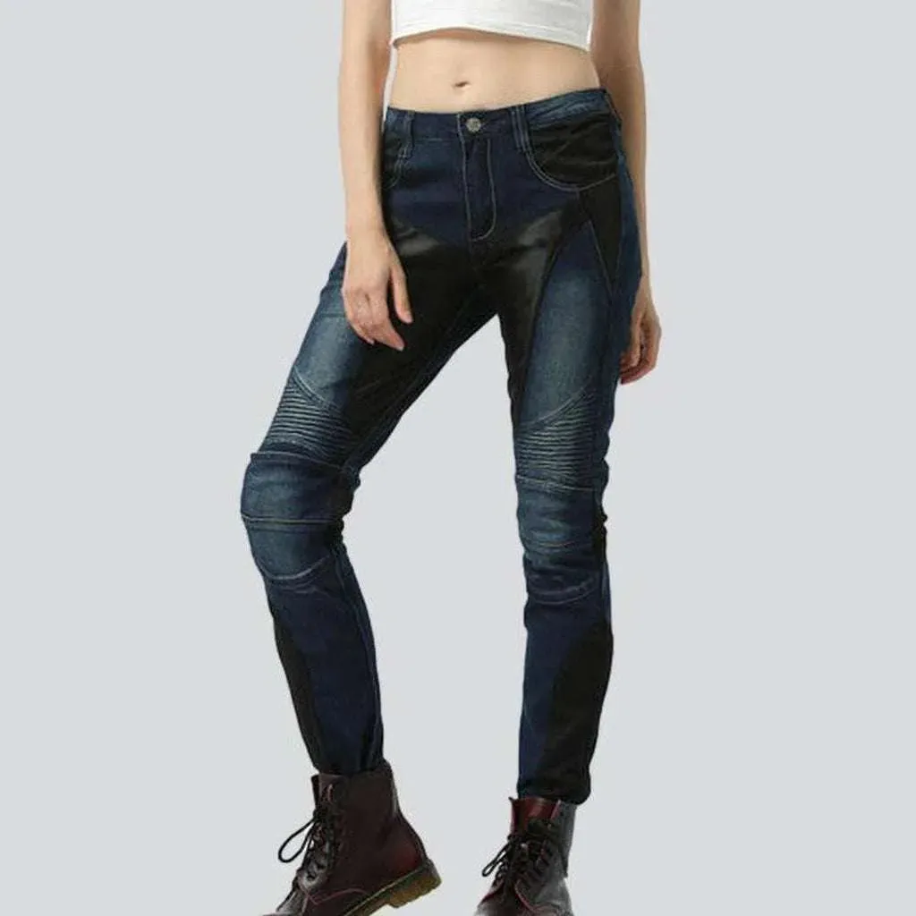 Summer breathable women's biker jeans