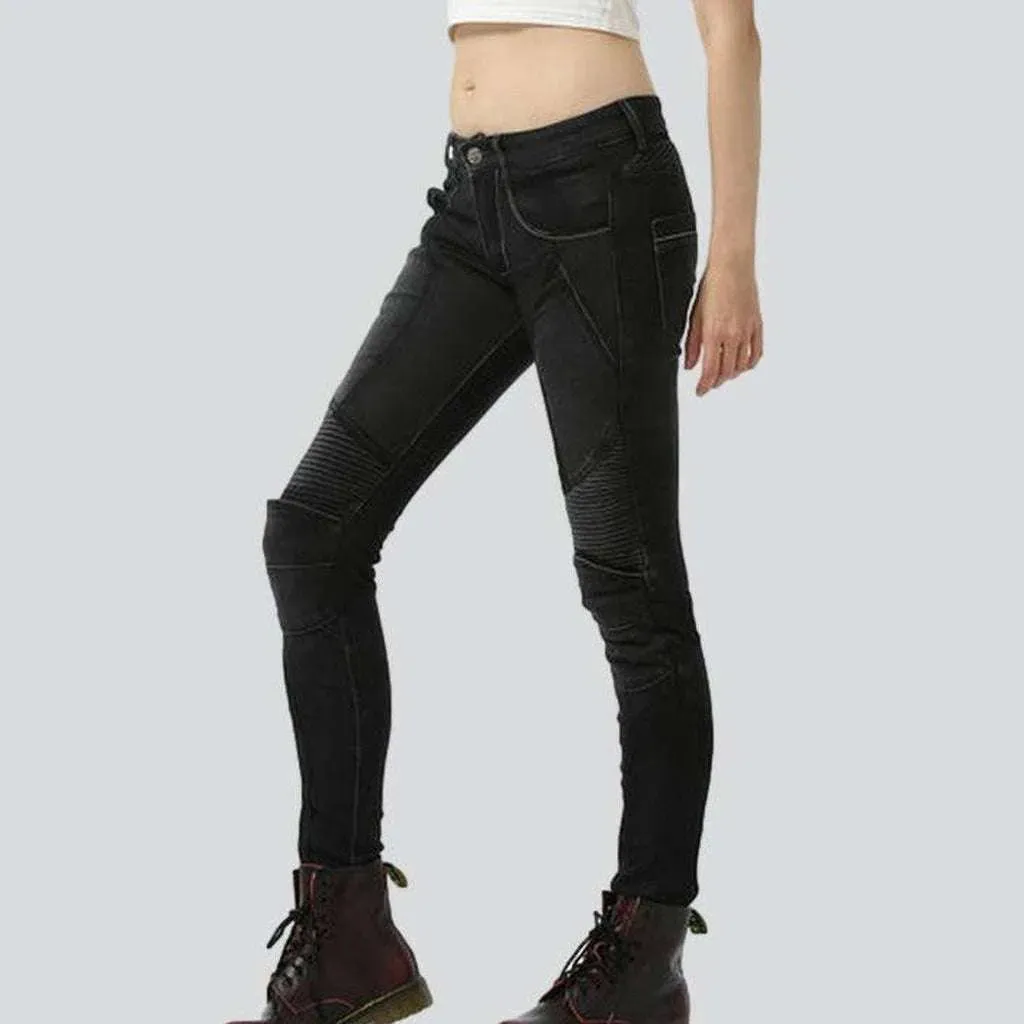 Summer breathable women's biker jeans