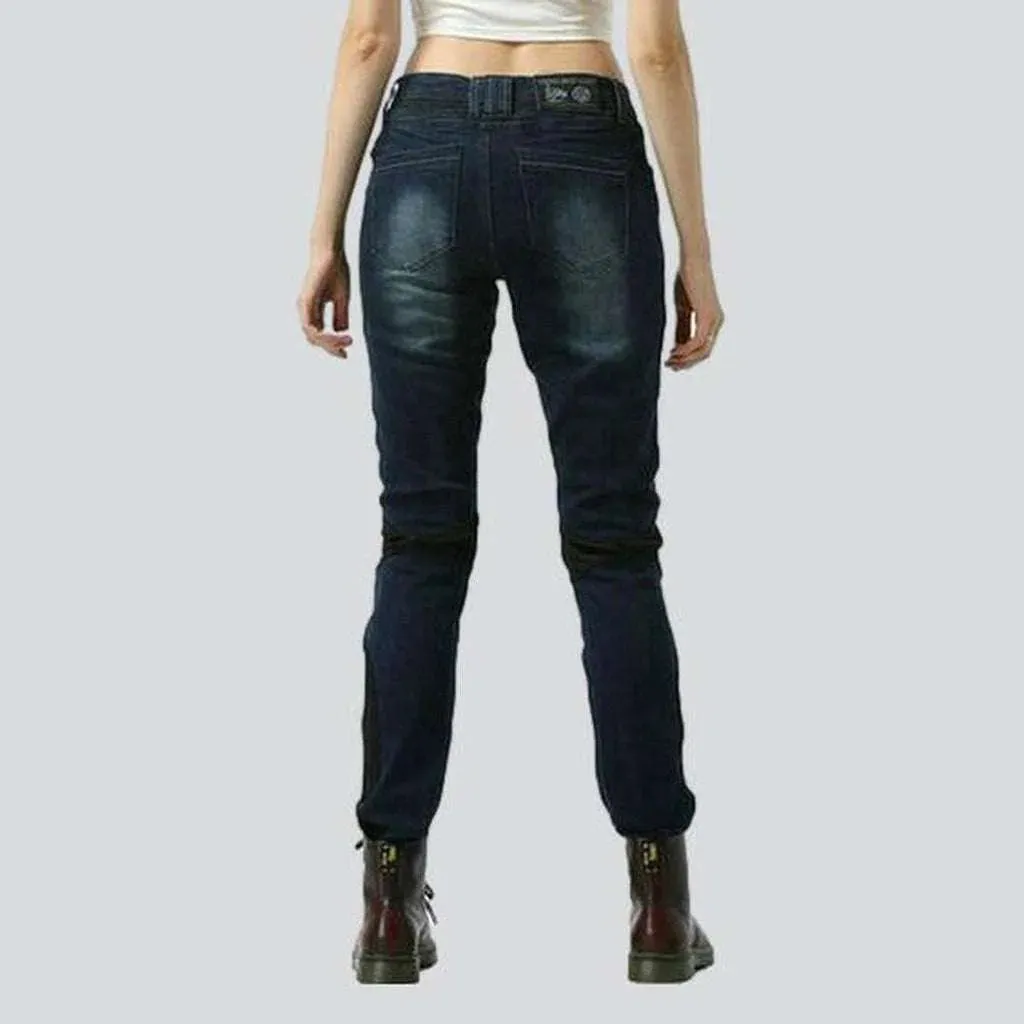 Summer breathable women's biker jeans