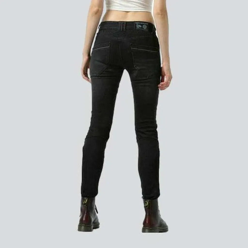 Summer breathable women's biker jeans