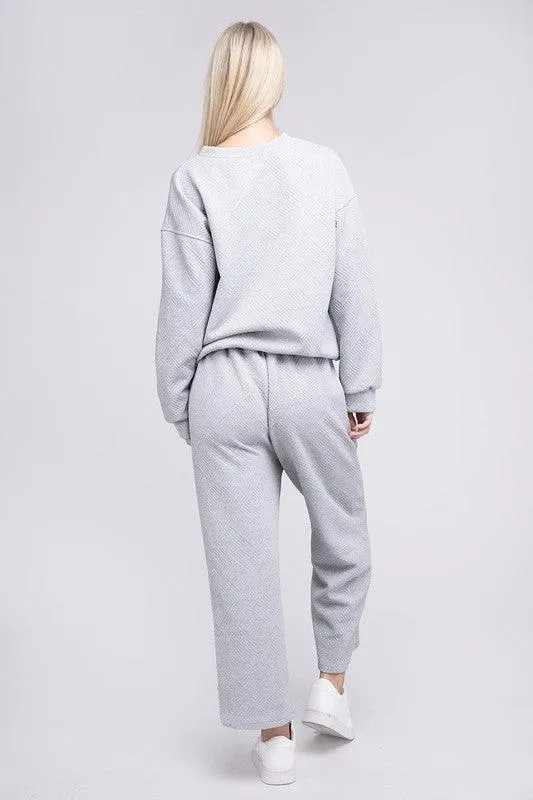 Textured Top and Pants Loungewear Set