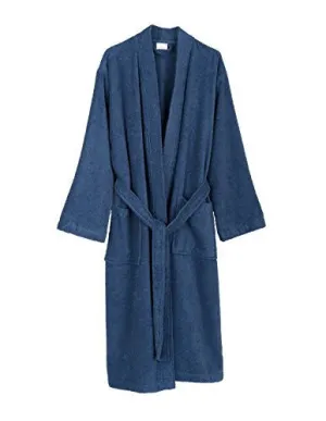 TOWELSELECTIONS MEN’S ROBE, TURKISH COTTON TERRY KIMONO BATHROBE X-LARGE/XX-LARGE DUTCH BLUE