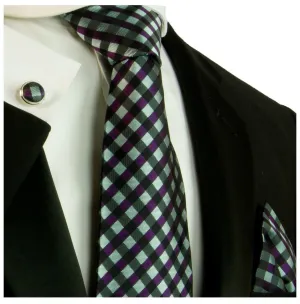 Turquoise and Purple Silk Tie and Accessories