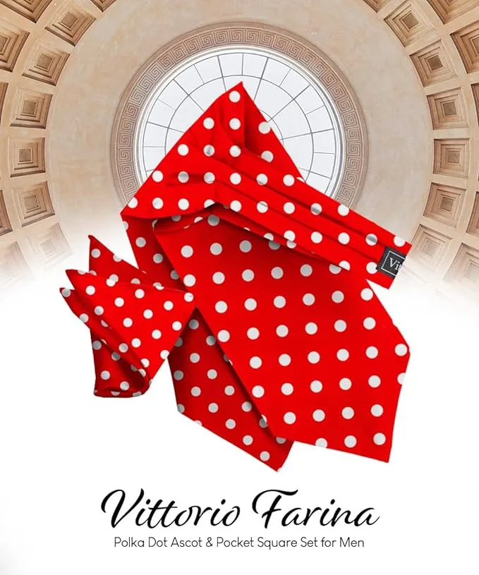 Vittorio Farina Men's Polka Dot Satin Ascot & Pocket Square