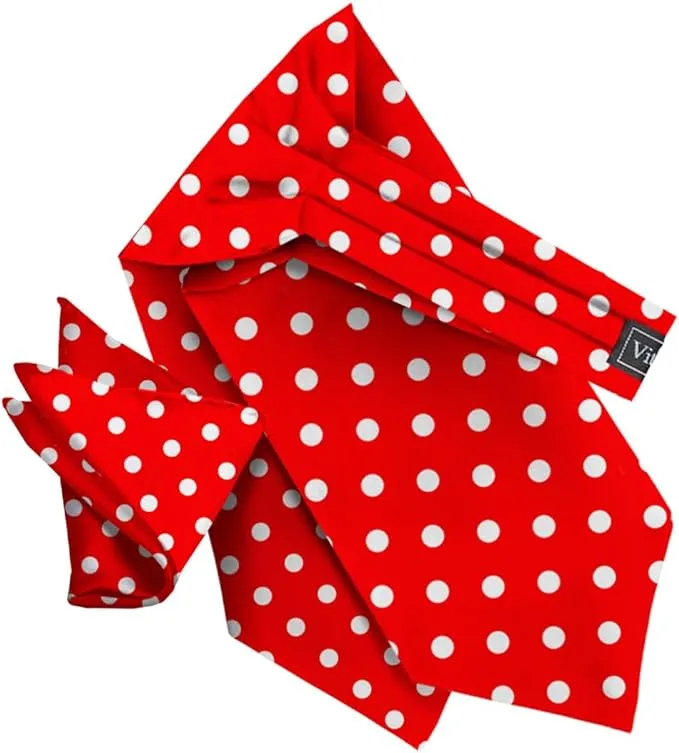 Vittorio Farina Men's Polka Dot Satin Ascot & Pocket Square