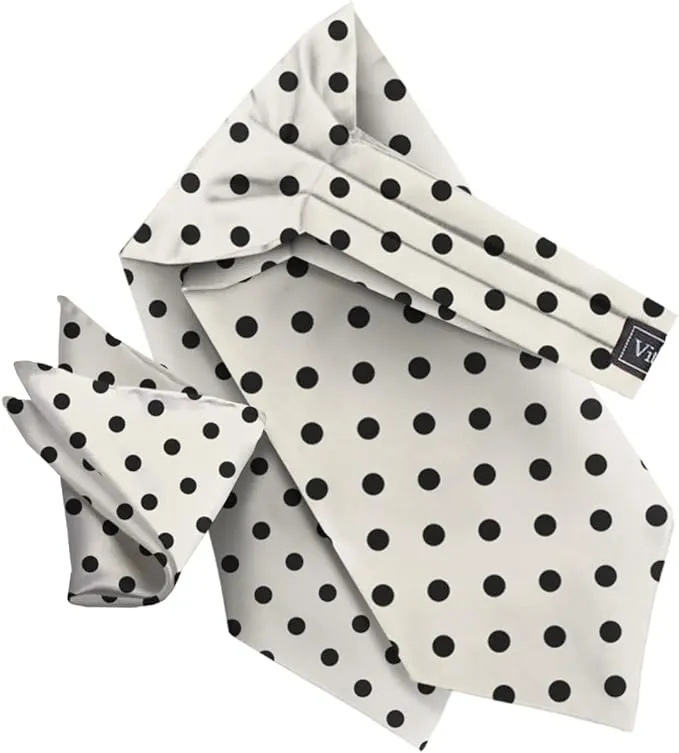 Vittorio Farina Men's Polka Dot Satin Ascot & Pocket Square