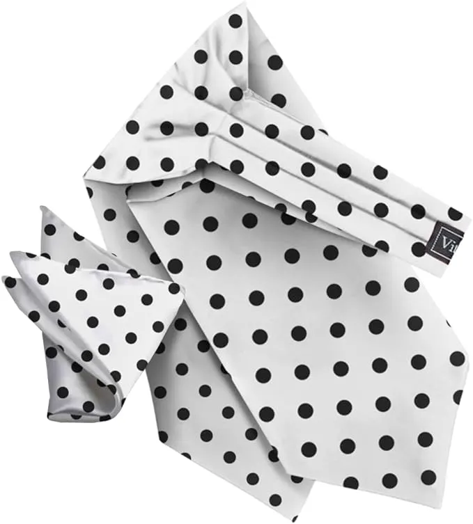 Vittorio Farina Men's Polka Dot Satin Ascot & Pocket Square