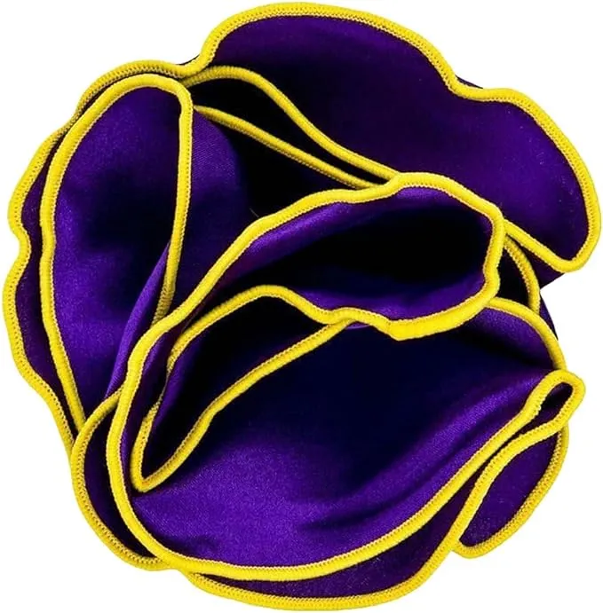 Vittorio Farina Round Satin Pocket Square with Embroidered Piping