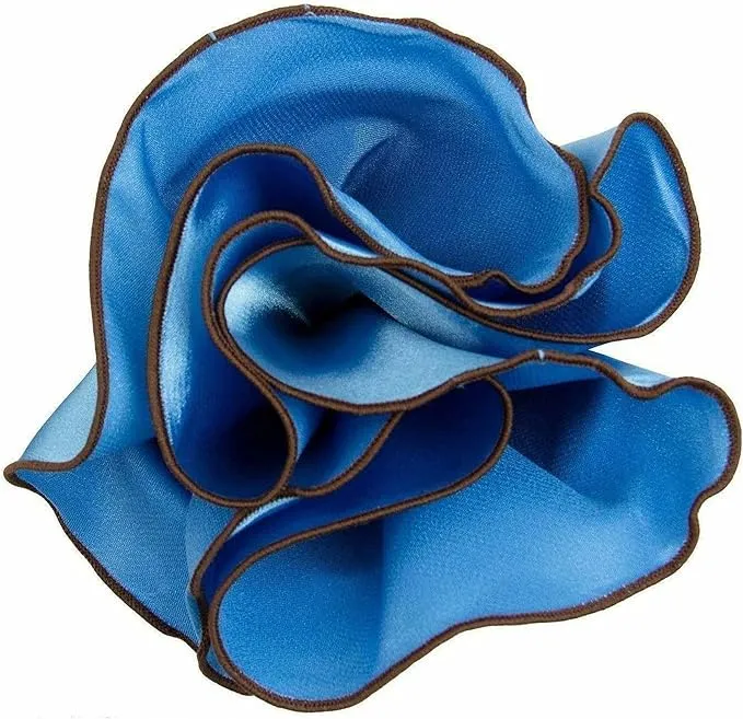 Vittorio Farina Round Satin Pocket Square with Embroidered Piping