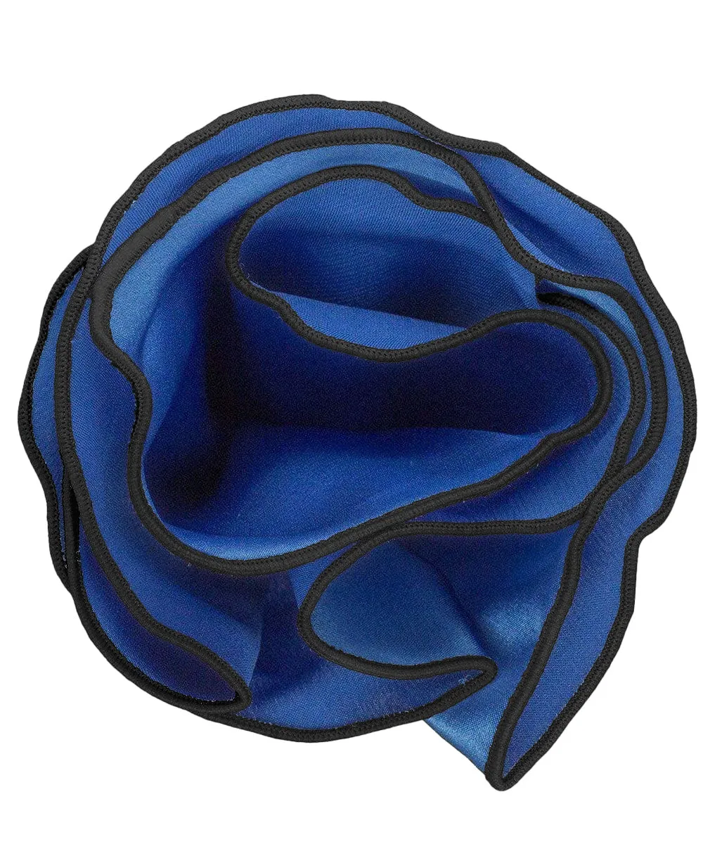 Vittorio Farina Round Satin Pocket Square with Embroidered Piping