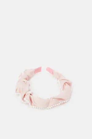 Women Pink Pearls Headband