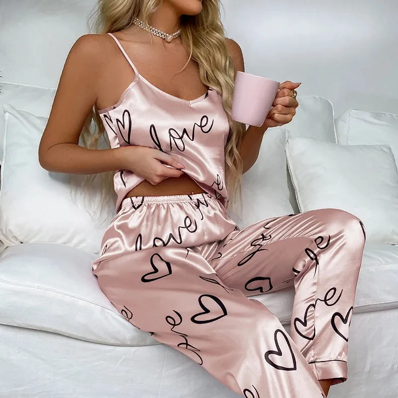 Women's Sexy Silk Pajamas Set