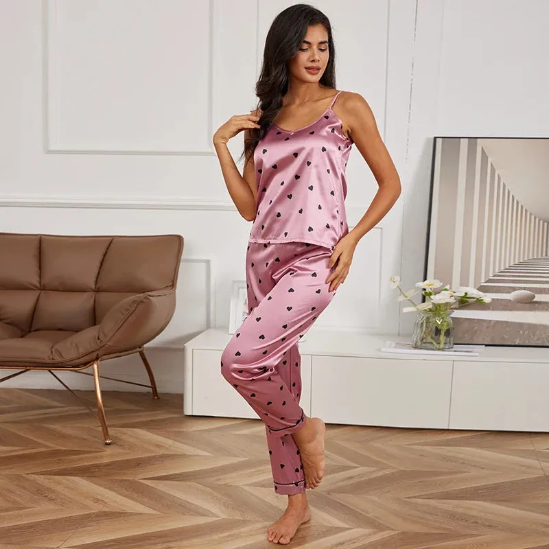 Women's Sexy Silk Pajamas Set