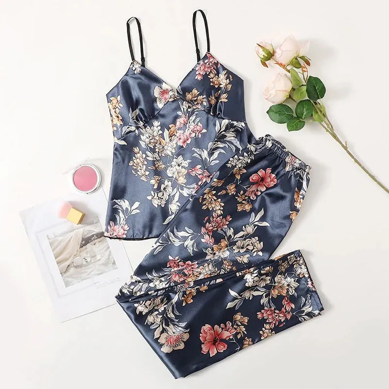 Women's Sexy Silk Pajamas Set