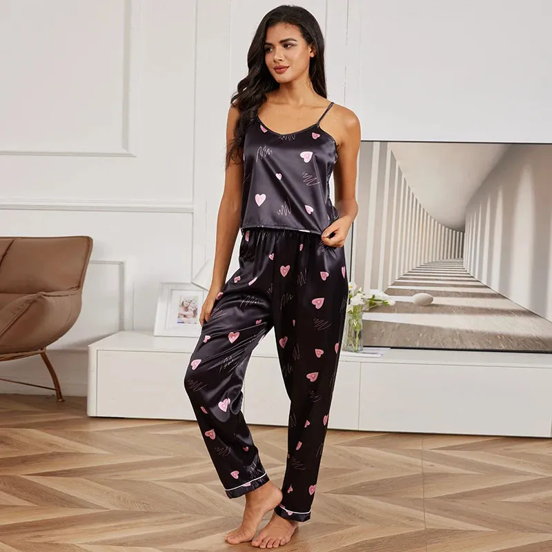 Women's Sexy Silk Pajamas Set